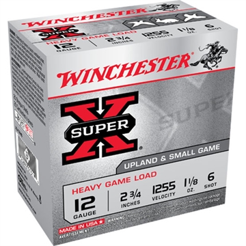 Picture of Winchester Ammunition Super-X, 12 Gauge, 2.75", Heavy Game Load, #6, 1.125 oz., Shotshell, 25 Round Box XU12H6
