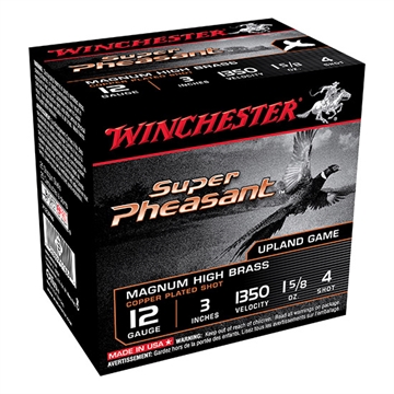 Picture of Winchester Ammo Super Pheasant Magnum High Brass 12Gauge 3" 1 5/8oz 4Shot 25 Per Box/10 Case X123PH4