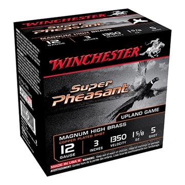 Picture of Winchester Ammo Super Pheasant Magnum High Brass 12Gauge 3" 1 5/8oz 5Shot 25 Per Box/10 Case X123PH5