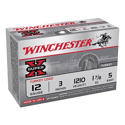 Picture of Winchester Ammo Super X Magnum Turkey 12Gauge 3" 1 7/8oz Copper Plated 5Shot 10 Per Box/10 Case X123MT5