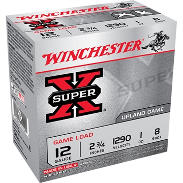 Picture of Winchester Ammunition Super-X, 12 Gauge, 2.75", Game Load, #8, 1 oz., Shotshell, 25 Round Box XU128B