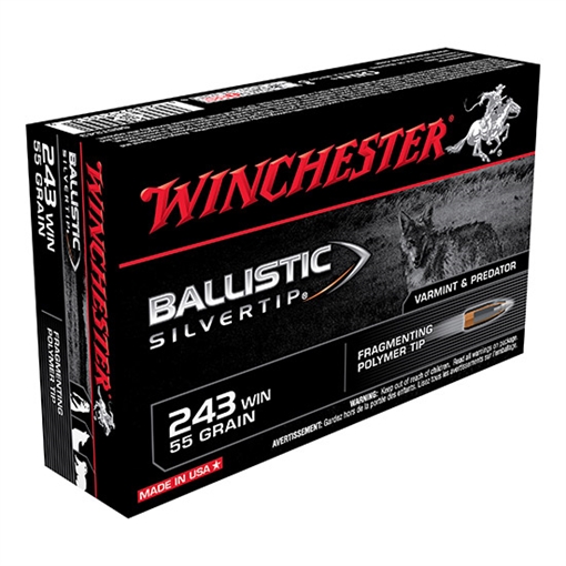 Picture of Winchester Ammo Ballistic Silvertip 243Win 55gr Fragmenting Polymer Tip 20 Per Box/10 Case SBST243