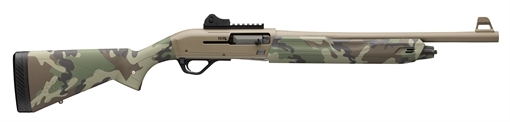 Picture of Winchester Repeating Arms SX4 Extreme Defender, Semi-automatic Shotgun, 12 Gauge, 3" Chamber, 18.5" Barrel, Cerakote Finish, Flat Dark Earth, Woodland Camo Furniture, 4 Rounds 511320395