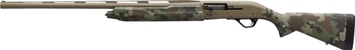 Picture of Winchester Repeating Arms SX4 Hybrid Hunter 12 Gauge 3.5" Chamber 4+1 2.75" 26", FDE Cerakote Rec/Barrel, Woodland Camo Furniture, Fiber Optic Front Sight Left Hand 511313291
