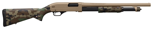 Picture of Winchester Repeating Arms SXP Defender, Pump Action Shotgun, 20 Gauge, 3" Chamber, 18" Barrel, Perma-Cote Finish, Flat Dark Earth, Woodland Furniture, Fiber Optic Front Sight, 5 Rounds 512435695