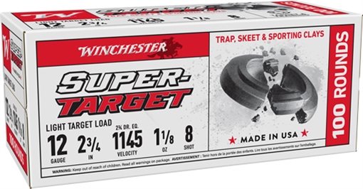 Picture of WINCHESTER TARGET 12GA 2.75" 1-1/8OZ #8 1145FPS 200RD CASE TRGT128VP