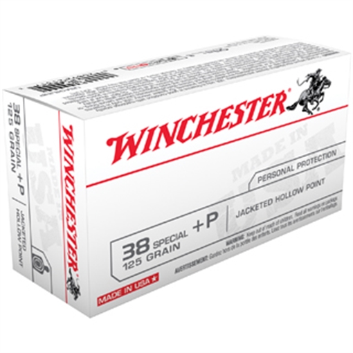 Picture of Winchester Ammunition USA, 38 Special, 125 Grain, Jacketed Hollow Point, +P, 50 Round Box USA38JHP