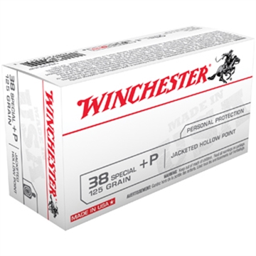 Picture of Winchester Ammunition USA, 38 Special, 125 Grain, Jacketed Hollow Point, +P, 50 Round Box USA38JHP