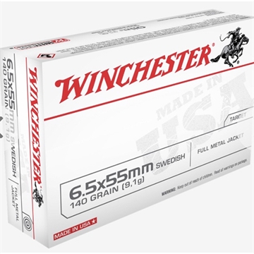 Picture of Winchester Ammo USA Target 6.5x55Swedish 140gr Full Metal Jacket 20 Per Box/10 Case USA6555