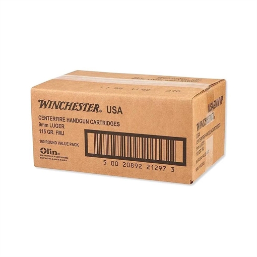Picture of Winchester USA 9mm 115 gr. FMJ Bulk 1000/rd Case (5-boxes/200RD) USA9WC