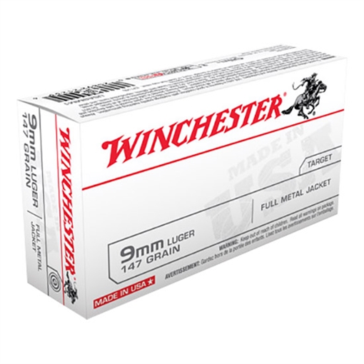Picture of Winchester Ammo USA 9mmLuger 147gr Full Metal Jacket Flat Nose 50 Per Box/10 Case USA9MM1