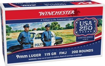 Picture of WINCHESTER USA 9MM LUGER 115GR 1000RD CASE LOT 250TH ANV. USA9AV AUSA9WAV