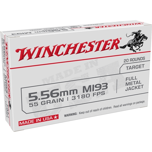 Picture of Winchester USA Lake City M193 Rifle Ammunition 5.56mm 55 gr. FMJ 3240 fps 1000/ct case WM193KC