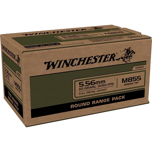Picture of Winchester USA Lake City M855 Green Tip Rifle Ammunition 5.56mm 62 gr. FMJ 3060 fps 100/ct (Bulk) WM855100