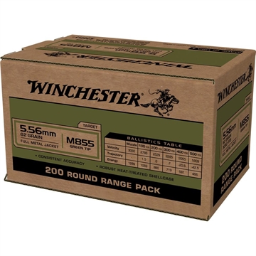 Picture of Winchester USA Lake City M855 Green Tip Rifle Ammunition 5.56mm 62 gr. FMJ 3060 fps 800/ct (4-200/ct boxes) WM855200C