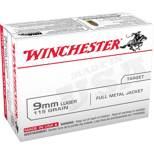Picture of Winchester Winchester USA Pistol Ammo 9mm Luger 115 gr. FMJ 100 rd. USA9MMVP