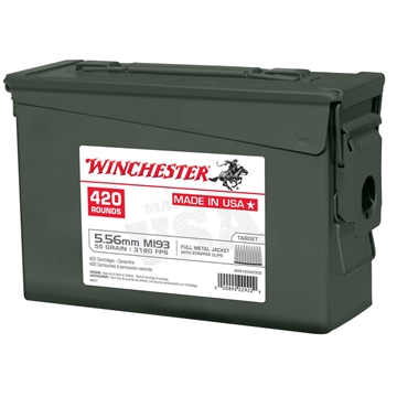 Picture of Winchester Lake City M193 Rifle Ammunition 5.56mm 55 gr. FMJ 3240 fps 420/ct (Ammo Can) WM193420CS