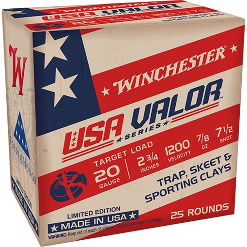 Picture of Winchester Ammunition USA VALOR, 20 Gauge, 2.75", #7.5 Shot, 25 Round Box USAV207