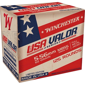 Picture of Winchester Ammo USA Valor M855 Green Tip 5.56x45mmNATO 62gr Full Metal Jacket 125 Per Box/10 Case USA855125