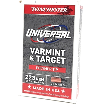 Picture of WINCHESTER VARMINT & TARGET 223REM 55G POLY TIP 20RD BX 200RD CASE U223PT55