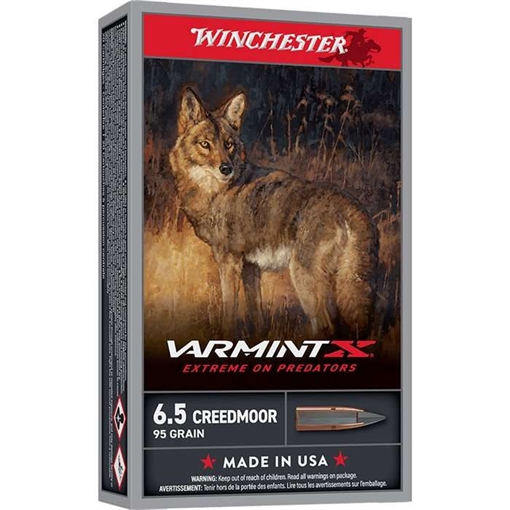 Picture of Winchester Varmint X Rifle Ammunition 6.5 Creedmoor 95gr PT 3300 fps 20/ct X65PXP