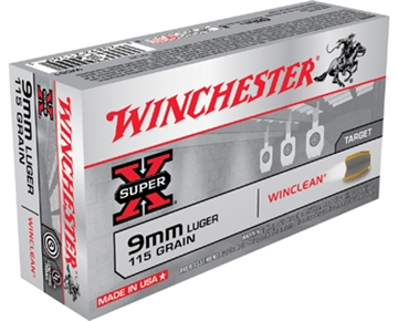 Picture of Winchester Ammo Super X 9mmLuger 115gr Winclean Brass Enclosed Base 50 Per Box/10 Case WC91