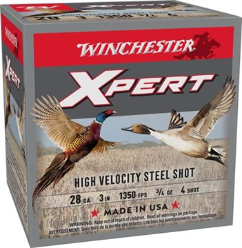 Picture of Winchester Winchester Xpert Hi-Veloctiy Steel Shotgun Ammo 28 ga. 3 in. 3/4 oz. 4 Shot Pheasant/Duck 25 rd. WEXP2834