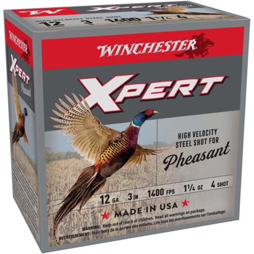 Picture of Winchester Ammo Xpert Pheasant Lead Free High Velocity 12Gauge 3" 1 1/4oz 4Shot 25 Per Box/10 Case WEXP123H4