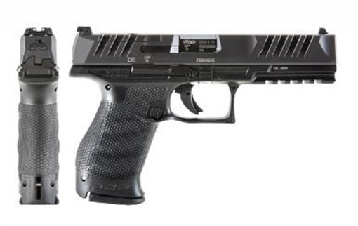 Picture of Walther Arms PDP Compact Frame 9mm Luger 10+1 5" Black Steel Barrel, Black Optic Ready/Serrated Steel Slide, Black Polymer Frame w/Picatinny Rail, Textured Polymer Grip, Ambidextrous 2858169