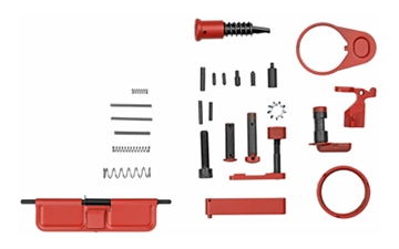 Picture of WMD Guns Accent Kit, Red Finish, Includes Ejection Port Cover Door, Forward Assist, Safety Selector, Castle Nut, Receiver End Plate, Bolt Catch, Mag Lever, Mag Button, Pivot Pin, Takedown Pin, Trigger Guard, Buffer Retainer, and All Necessary Pins and Springs ACCKIT-RED