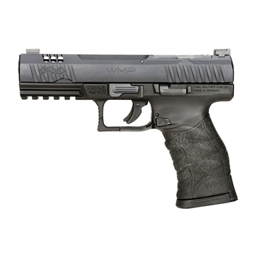 Picture of Walther WMP, Semi-automatic, Double Action Only, Polymer Frame Pistol, 22 Winchester Magnum, 4.5" Barrel, Matte Finish, Black, 3 Dot Adjustable Sights, Optics Ready, 10 Rounds, 2 Magazines, Includes 3 Optic Plates 5220302