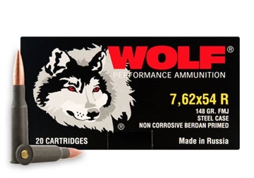 Picture of WOLF AMO 7.62X54R 148GR FMJ BIMETAL CASE 20-RD BOX (25 BOXES PER CASE) 76254FMJ148
