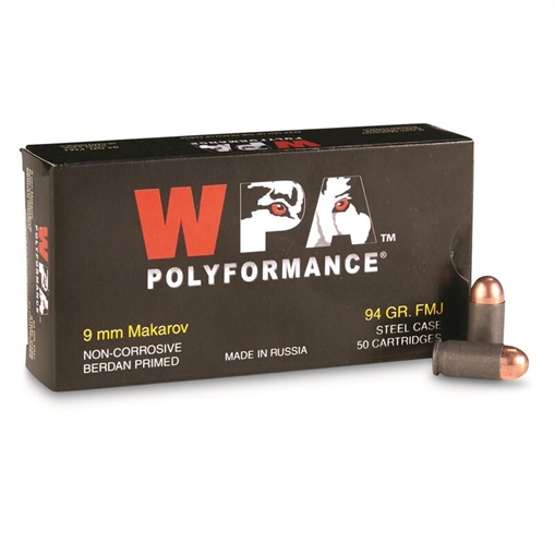Picture of WOLF AMO 9MM MAKAROV 95GR FMJ STEEL CASE 50-RD BOX (20 BOXES PER CASE) 918FMJ