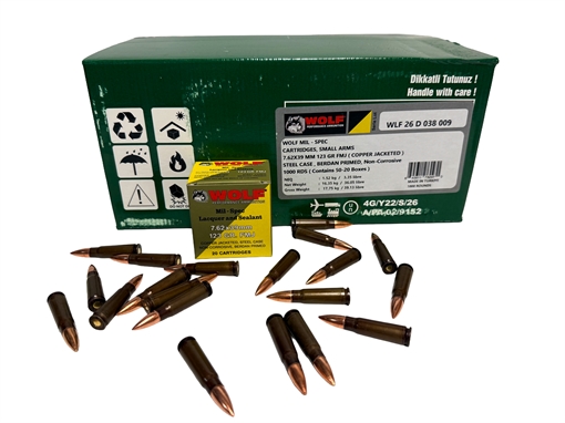 Picture of WOLF PERFORMANCE AMMO 7.62X39 123GR FMJ MIL-SPEC COPPER JACKETED STEEL CASE MS762CFMJ
