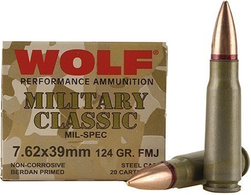Picture of WOLF PERFORMANCE AMMO MC 7.62 x39 124GR FMJ 20BX MC762BFMJ 645611300707