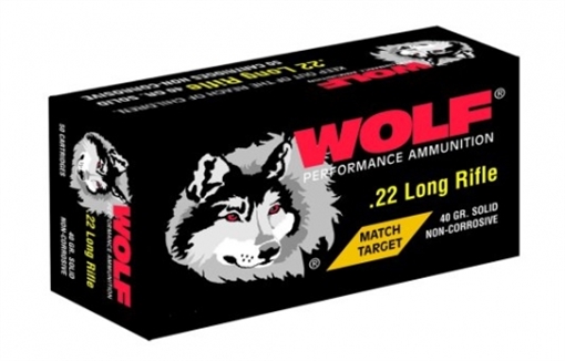 Picture of WOLF PERFORMANCE MATCH RIMFIRE 22LR 40GR RN 50RD BOX ( 10 PER CASE) A22MTB