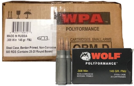 Picture of Wolf Steel Case .308 Win Rifle Ammo- 145 Grain wolf308-CASE
