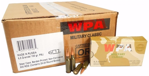 Picture of Wolf Steel Case 6.5 Grendel Rifle Ammo - 100 Grain MC65GRENFMJ