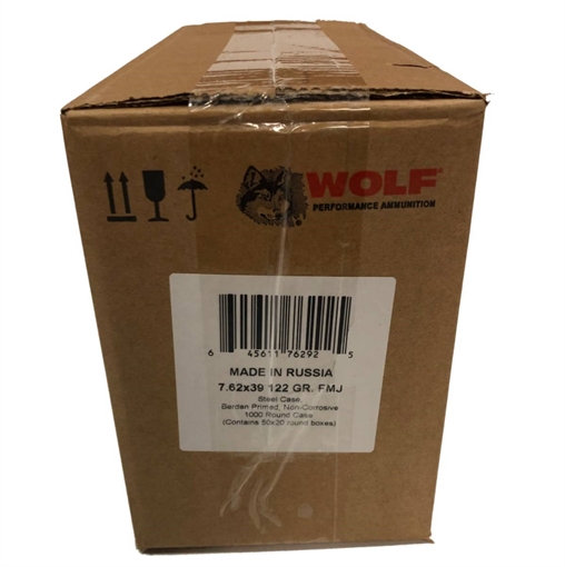 Picture of Wolf Steel Case 7.62x39mm Rifle Ammo - 122 Grain 7.62x39 WFMJ