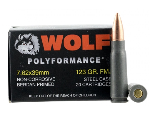 Picture of Wolf Steel Case 7.62X39mm Rifle Ammo- 123 Grain 762BFMJ-CASE