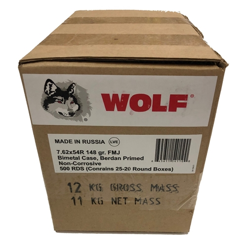Picture of Wolf Steel Case 7.62x54R Rifle Ammo - 148 Grain MC76254R148