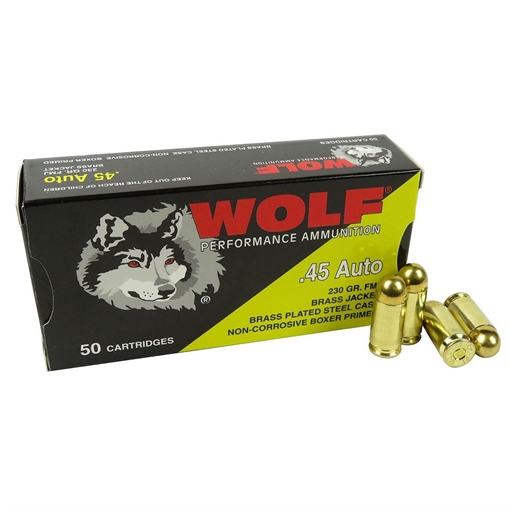 Picture of Wolf (Turkish) Performance Handgun Ammunition 45 ACP 230gr FMJ 850 fps 50/ct 45WCFMJ 45CWFMJ
