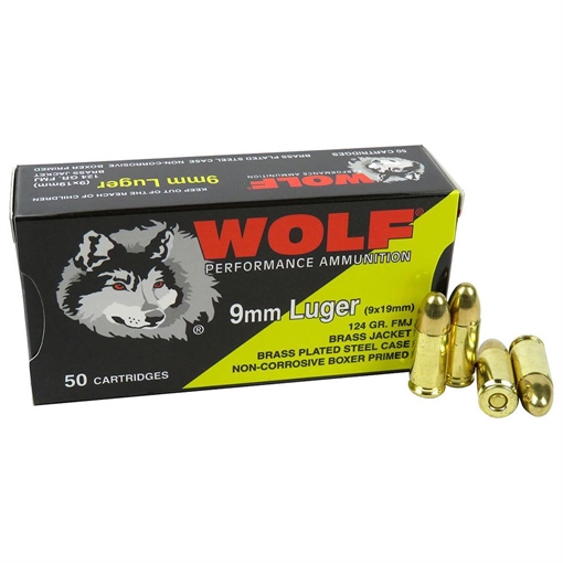 Picture of Wolf (Turkish) Performance Handgun Ammunition 9mm Luger 124gr FMJ 50/ct 919WCFMJ 9X19CWFMJ