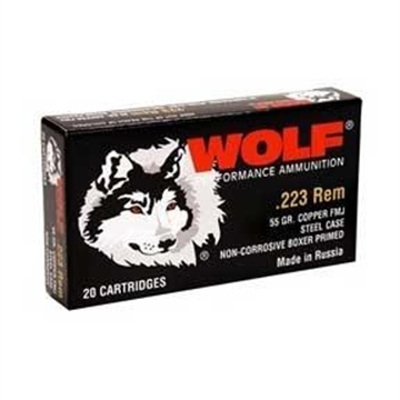 Picture of Wolf WPA Military Polyformance Rifle Ammunition .223 Rem 55 gr FMJ 3241 fps - 500/box 22355 CASE