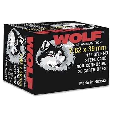 Picture of Wolf WPA Polyformance Rifle Ammunition 7.62x39mm 123 gr FMJ 2396 fps - 20/ct 762BFMJ