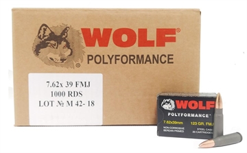 Picture of Wolf WPA Polyformance Rifle Ammunition 7.62x39mm 123 gr FMJ 2396 fps 1000/ct 762BFMJ CASE