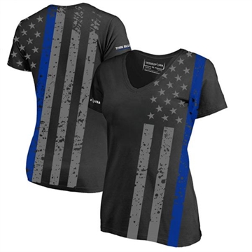Picture of Thin Blue Line Women's Athletic V-Neck T-Shirt - All-Over, Thin Blue Line SUB-TBL-WOM-SHIRT-L