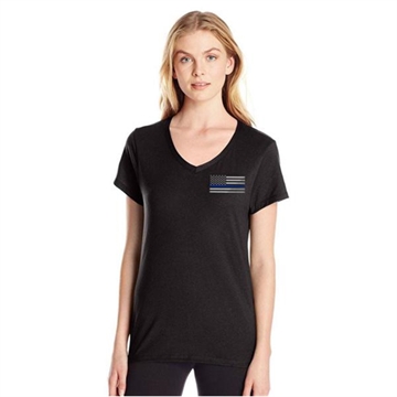 Picture of Thin Blue Line Women's V-Neck - Small Logo, Thin Blue Line TBL-WOMEN-VNECK-SMALL