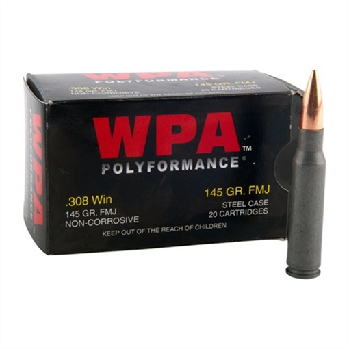 Picture of WOLF AMO 308 WIN 145GR FMJ STEEL CASE 20-RD BOX (25 BOXES PER CASE) 308FMJ