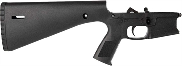 Picture of Wraithworks WARP-15 Polymer Complete AR15 Lower Receiver - Black Mil-Spec Parts Kit Integral Buttstock & Textured Pistol Grip Trap Door Buttplate WARP15-BLK-C